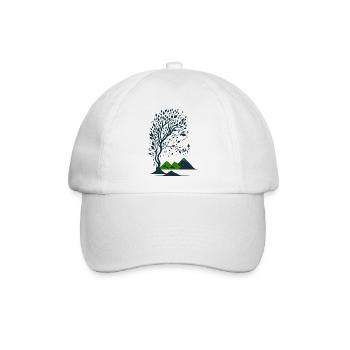 Baum und Berge minimalistisch - Baseballkappe - Weiß/Weiß - Vorne