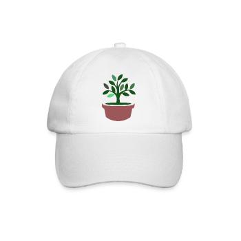Pflanze im Blumentopf - Symbol Logo - Baseballkappe - Weiß/Weiß - Vorne