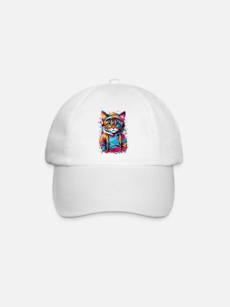 Süße Katze - Baseballkappe - Weiß/Weiß