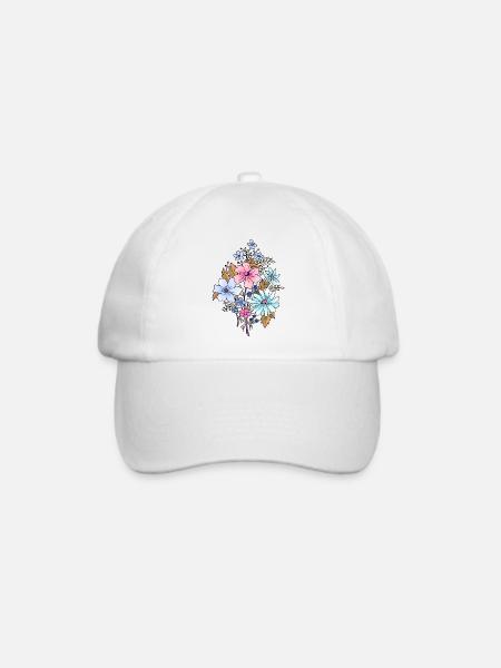 Blumen - Baseballkappe - Weiß/Weiß