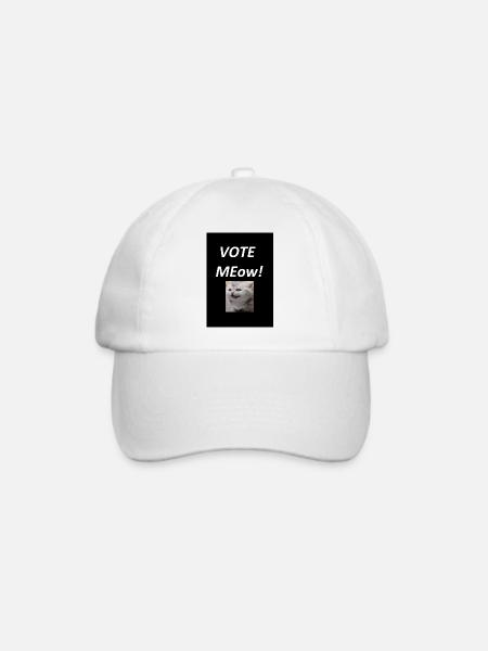 Vote Meow Katziger Wahlwitz - Baseballkappe - Weiß/Weiß