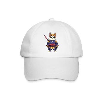 Samurai-Katze #9 - Baseballkappe - Weiß/Weiß - Vorne