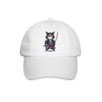 Samurai-Katze #22 - Baseballkappe - Weiß/Weiß - Vorne