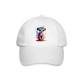 Erdmännchen Farbenfroh - Meerkat aus der Wüste - Baseballkappe - Weiß/Weiß - Vorne