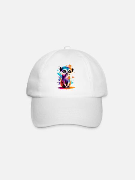 Erdmännchen Farbenfroh - Meerkat aus der Wüste - Baseballkappe - Weiß/Weiß