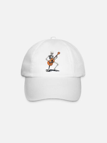 Skelett mit Gitarre - Baseballkappe - Weiß/Weiß