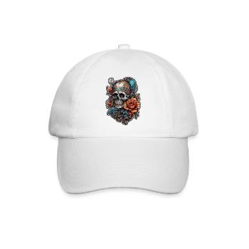 Skull / Totenkopf / Skelett / Gothic / Tattoo - Baseballkappe - Weiß/Weiß - Vorne