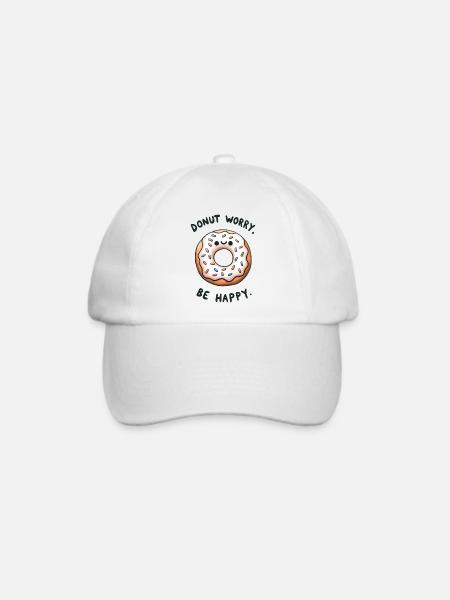 Donat Worry - be happy - Baseballkappe - Weiß/Weiß