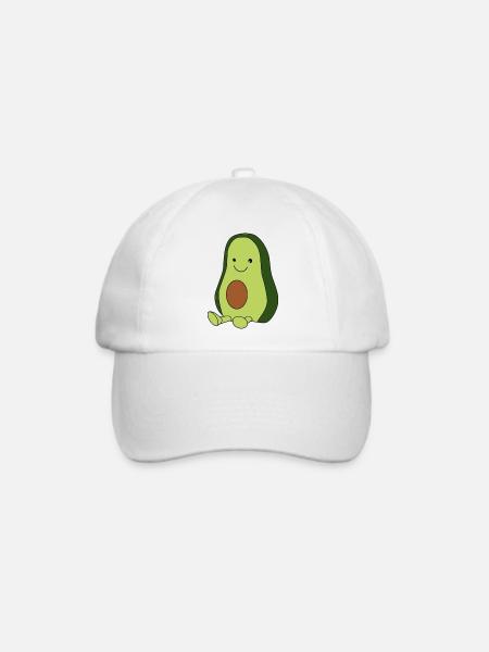 Comic-Avocado Blick nach links - Baseballkappe - Weiß/Weiß