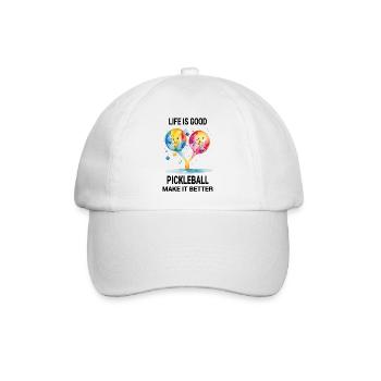 Das Leben ist gut. Pickleball mach's besser - Baseballkappe - Weiß/Weiß - Vorne