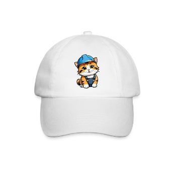 Fleißige Katze - Baseballkappe - Weiß/Weiß - Vorne