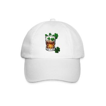 Kleeblatt / Whiskey / Alkohol / Glück / Irish Pub - Baseballkappe - Weiß/Weiß - Vorne