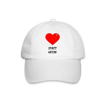 Herz Statt Hetze - Baseballkappe - Weiß/Weiß - Vorne