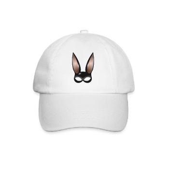 geheimnisvolle Hasen Maske mit großen Hasen Ohren - Baseballkappe - Weiß/Weiß - Vorne