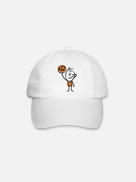 Basketball Strichmännchen - Baseballkappe - Weiß/Weiß