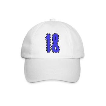 18. 18 JAHRE ALT. 18. JAHRESTAG. 18. GEBURTSTAG. - Baseballkappe - Weiß/Weiß - Vorne