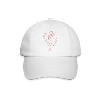 Aufgeregtes Huhn Linien Kunst. Flattender Vogel - Baseballkappe - Weiß/Weiß - Vorne