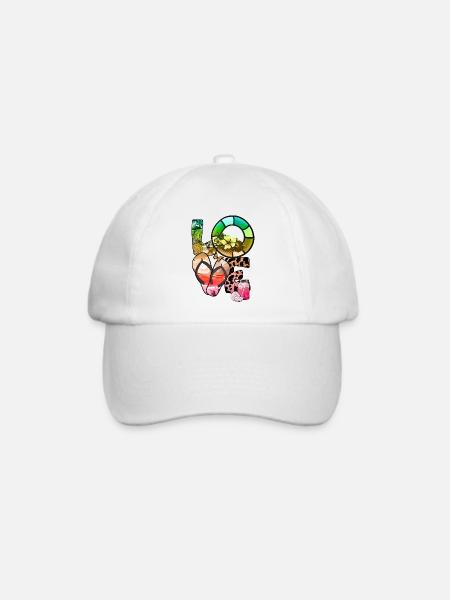 Sommer See Natur Flora Kunst Blumen Meer Strand - Baseballkappe - Weiß/Weiß