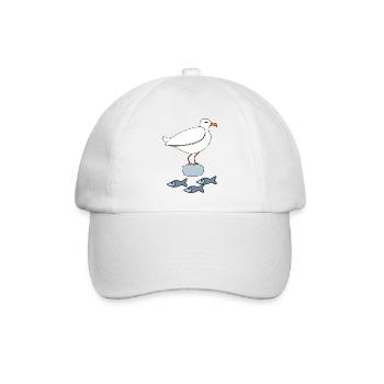 möve mit fischen - Baseballkappe - Weiß/Weiß - Vorne