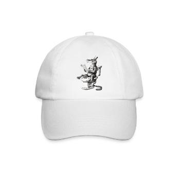 Lesender Krokodil-Dandy in Schwarz-Weiß - Baseballkappe - Weiß/Weiß - Vorne