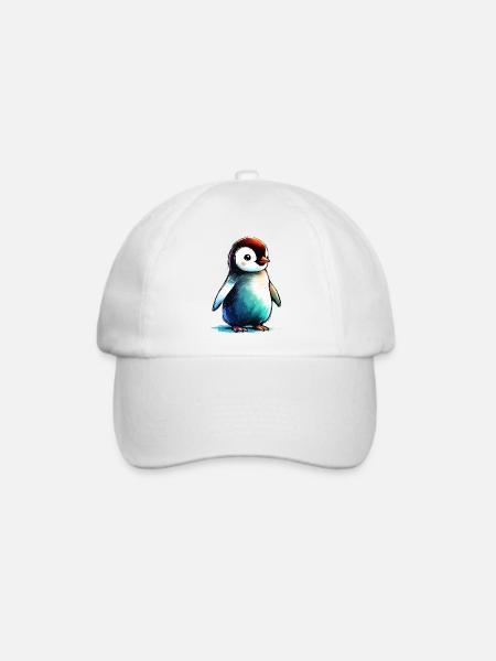 Pinguin - Baseballkappe - Weiß/Weiß