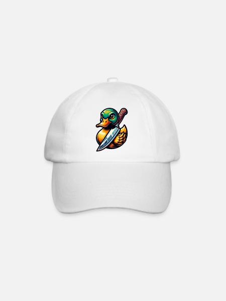 Ente mit Messer Halloween - Baseballkappe - Weiß/Weiß