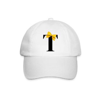 Buchstabe t gelbe Schleife - Baseballkappe - Weiß/Weiß - Vorne