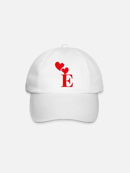 Buchstabe e rotes Herz - Baseballkappe - Weiß/Weiß
