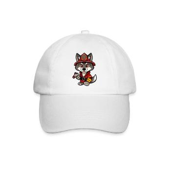Heroischer Feuerwolf - Karikatur-Illustration - Baseballkappe - Weiß/Weiß - Vorne