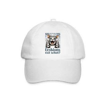 Lesben essen was? Katzen Katze Geschenk - Baseballkappe - Weiß/Weiß - Vorne