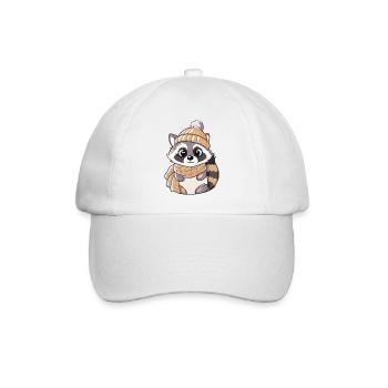 Niedlicher Waschbär mit Schal und Pudelmütze. - Baseballkappe - Weiß/Weiß - Vorne