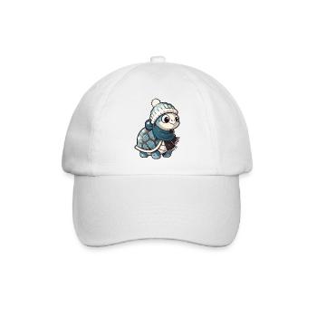 Niedliche Schildkröte mit Schal und Pudelmütze. - Baseballkappe - Weiß/Weiß - Vorne