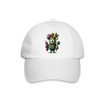 lustiges süß Monster mit Gemüse Einauge Gurke - Baseballkappe - Weiß/Weiß - Vorne