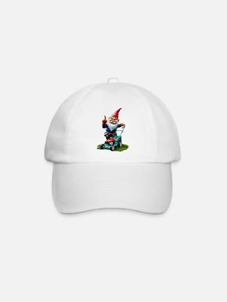 Rasenmäher Gartenzwerg Gärtner Geschenkideen - Baseballkappe - Weiß/Weiß