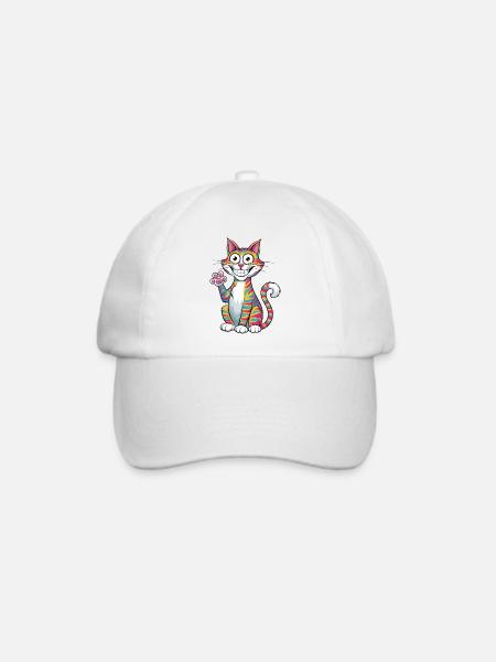 Winkende Katze - Baseballkappe - Weiß/Weiß