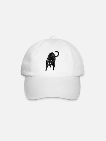 Schwarze Katze - Baseballkappe - Weiß/Weiß