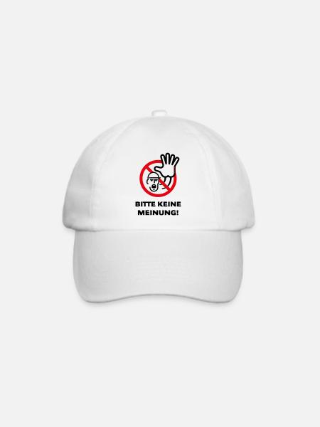 Bitte Keine Meinung! (Warnzeichen Warnschild / 2C) - Baseballkappe - Weiß/Weiß