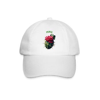 Friedenskrieg Rosa Granatapfel Botschaft Pazifist T-Shirt - Baseballkappe - Weiß/Weiß - Vorne