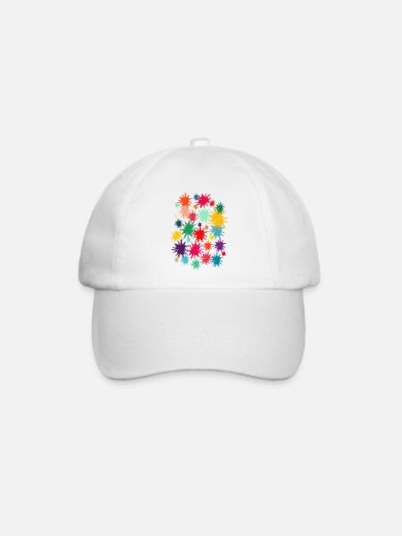 Bunte Blüten (Used) 01 - Baseballkappe - Weiß/Weiß