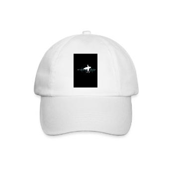 Surfer Silhouette mit Soundwellen-Layout - Baseballkappe - Weiß/Weiß - Vorne