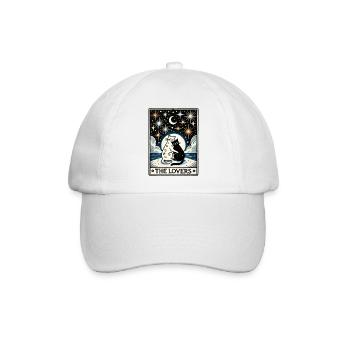 Nächtliche Katzenliebhaber-Illustration - Baseballkappe - Weiß/Weiß - Vorne