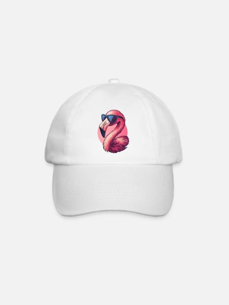 Flamingo Vogel mit Sonnenbrille :) - Baseballkappe - Weiß/Weiß