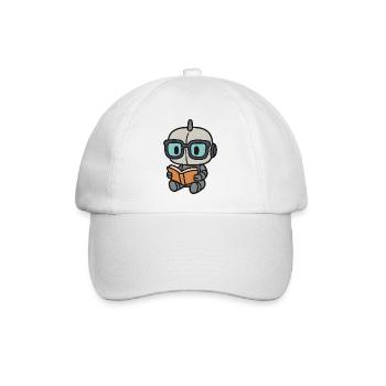 Geek Roboter mit Brille und Buch - Baseballkappe - Weiß/Weiß - Vorne