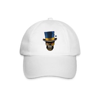 Vaporwave Skull mit Zylinderhut - Baseballkappe - Weiß/Weiß - Vorne