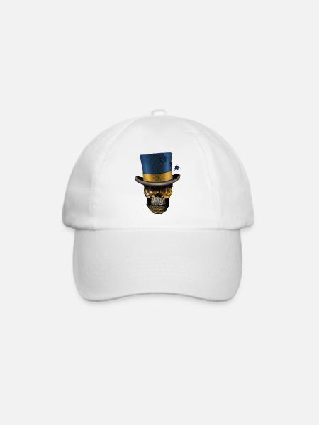 Vaporwave Skull mit Zylinderhut - Baseballkappe - Weiß/Weiß