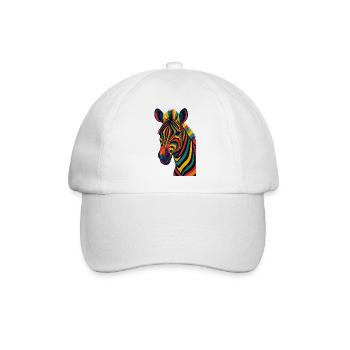 Bunt gestreiftes Zebra-Kunstwerk - Baseballkappe - Weiß/Weiß - Vorne