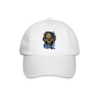 Barock Skull mit Blau Bändern - Baseballkappe - Weiß/Weiß - Vorne