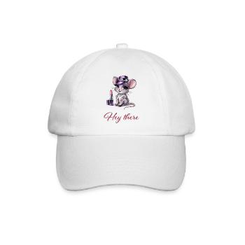 Heiße Maus mit Glamour & Lippenstift - Baseballkappe - Weiß/Weiß - Vorne