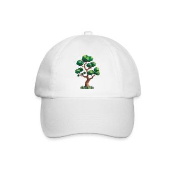 Baum - Cooles Low Poly Logo - Baseballkappe - Weiß/Weiß - Vorne