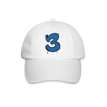 Graffiti Blau Zahl 3 Tropfen - Baseballkappe - Weiß/Weiß - Vorne